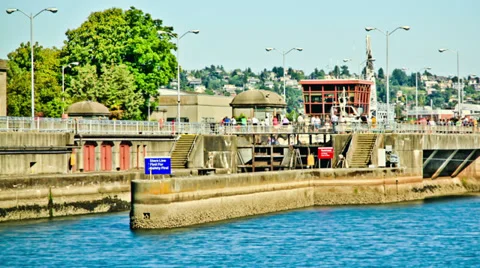 Ballard Locks Time Lapse Stock Footage 31848058