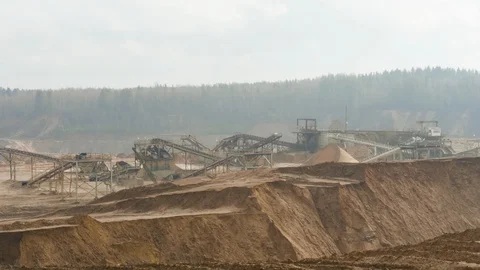 Ballast sand quarry on the cloudy summer day Stock Footage 128361585