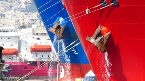 Ballast water flow through anchor point Stock Footage 88650046