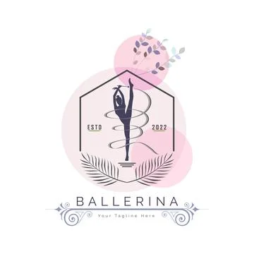 Ballerina dance in ballet motion dance style logo template Stock Illustration