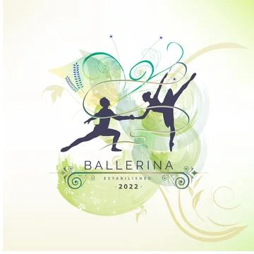 Ballerina dance in ballet motion dance style watercolor logo Stock Illustration