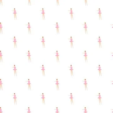 Ballerina dancer girl seamless pattern pink tutu Stock Illustration