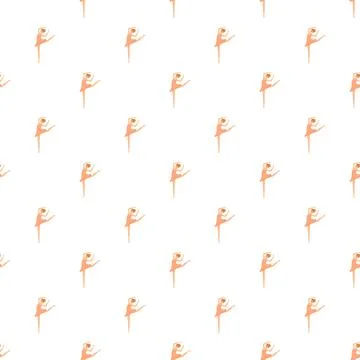 Ballerina dancer performing graceful pose seamless pattern Stock Illustration