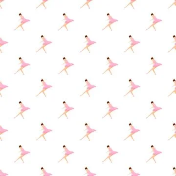 Ballerina dancer repeating pattern on white background Stock Illustration