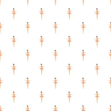 Ballerina dancer repeating pattern on white background Stock Illustration