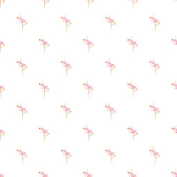 Ballerina dancer repeating pattern on white background Stock Illustration