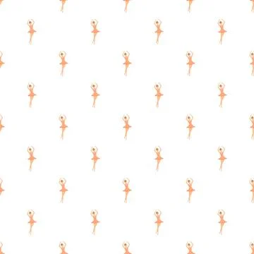 Ballerina dancer repeating pattern on white background Stock Illustration