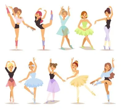 Ballerina dancers vector set Stock Illustration
