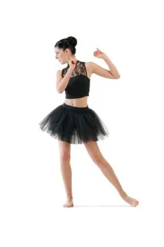 Ballerina dancing and posing in studio for a performance wearing black Stock Photos