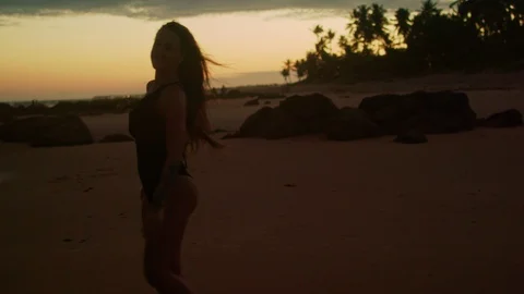 A Ballerina Dancing At The Beach Sunset Stock Footage 103613276