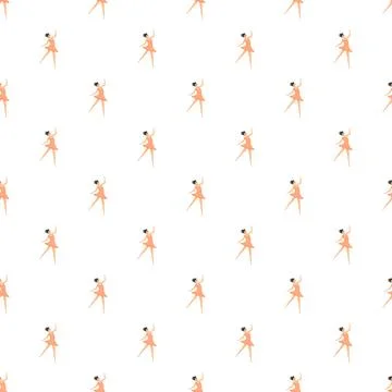 Ballerina dancing seamless pattern on white background Stock Illustration