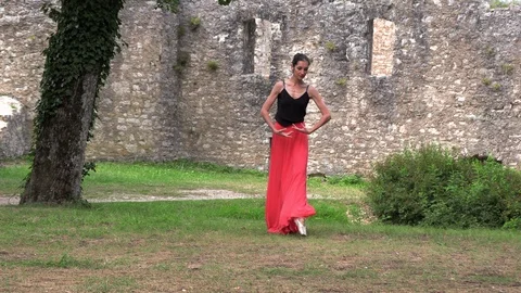 Ballerina dancing on the street Stock Footage 113458433
