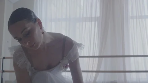 Ballerina dancing in studio Stock Footage 92977354