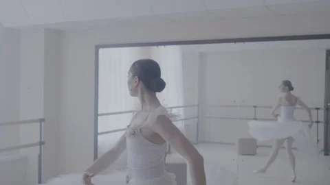 Ballerina dancing in studio Stock Footage 92978861