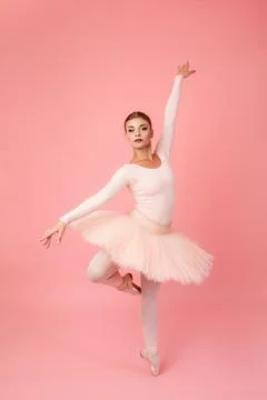 Ballerina dancing in studio Stock Photos