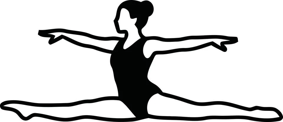 Ballerina doing split stretch pose Stock Illustration