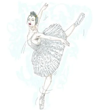 Ballerina flying with a large suit Stock Illustration