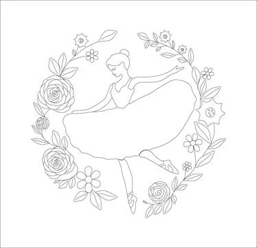Ballerina Hand Embroidery Pattern, Magic Embroidery Design Stock Illustration