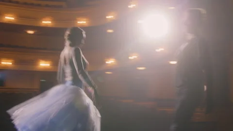 Ballerina with partner before performance Stock Footage 238071256