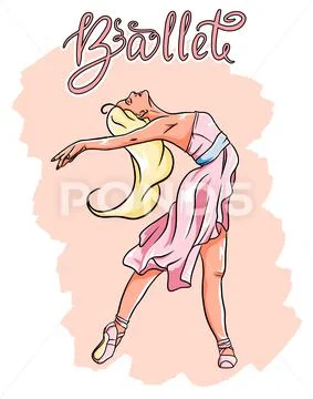 Ballerina in pointe shoes in a pink dress Stock Illustration
