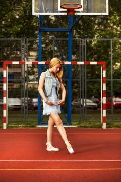 Ballerina posing outside Stock Photos