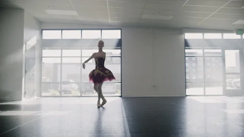 Ballerina practicing dancing en pointe in dance studio / Lehi, Utah, United Stock Footage 149062133