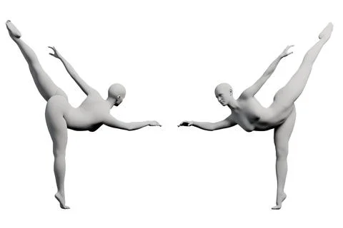 Ballerina in split pose, multi-view collage Stock Illustration
