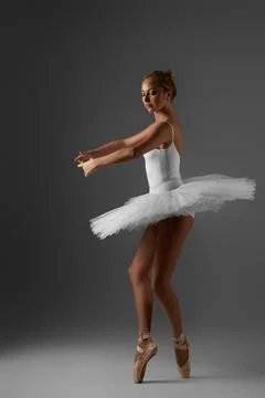 Ballerina in tutu and pointe shoes Stock Photos