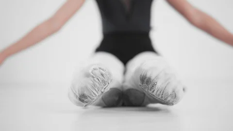 Ballerina Warm Up Close Up Stock Footage 128077816