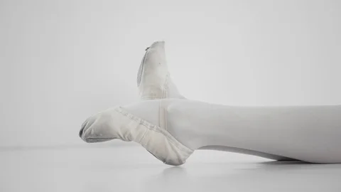 Ballerina Warmup Feet Motion Close Up Video stock 128077853
