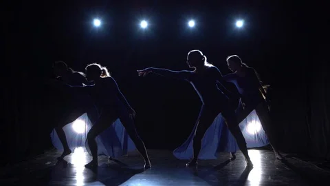 Ballerinas are dancing elements of modern ballet Stock Footage 109173565