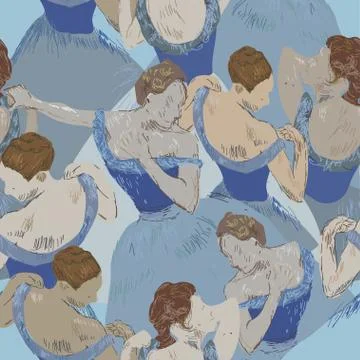 Ballerinas on a light blue background vector illustration. Blue dancers Edgar Stock Illustration
