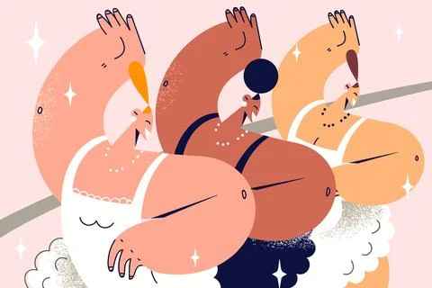 Ballerinas in tutus dancing in studio Stock Illustration
