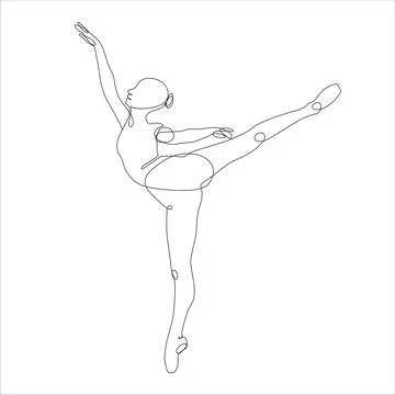 Ballet arabesque vector continuous line Stock Illustration