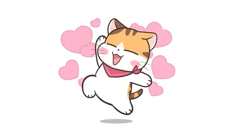 Ballet Cat with Heart - White Background Animation Stock Footage 282784716