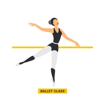 Ballet class. ballerina dancing in dance studio. flat style image on white Stock Illustration