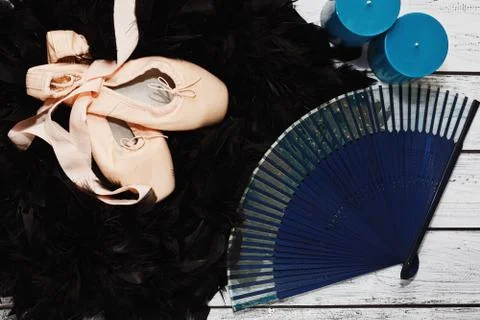 Ballet costume elements in top view Stock Photos