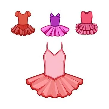 Ballet costumes collection featuring dancing clothing items Illustrazione stock