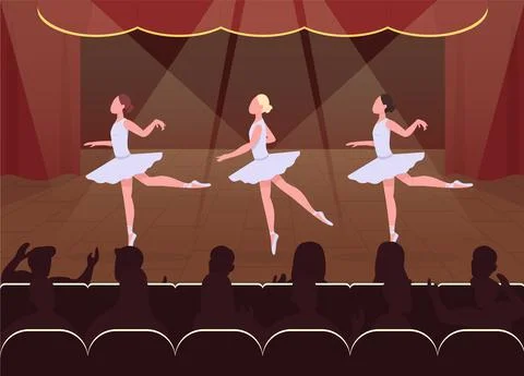 Ballet dance evening flat color vector illustration Stock-Illustration