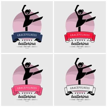 Ballet dance logo design. Vector artwork of ballerina dancing. Stock Illustration