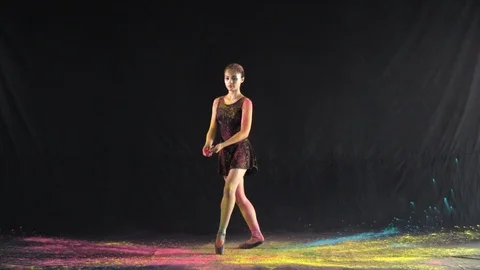 Ballet dance performance with colour powder blast slow motion action clip Stock Footage 93169327