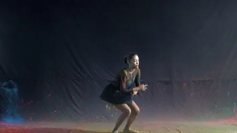 Ballet dance performance with colour powder blast slow motion action clip Stock Footage 93195242