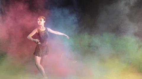 Ballet dance performance with colour powder blast slow motion action clip Stock Footage 93224799