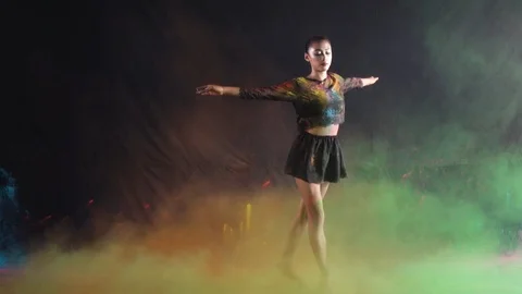 Ballet dance performance with colour powder blast slow motion action clip Stock Footage 93231988