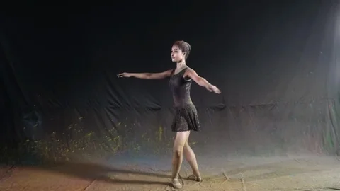 Ballet dance performance with colour powder blast slow motion action clip Stock Footage 93248746