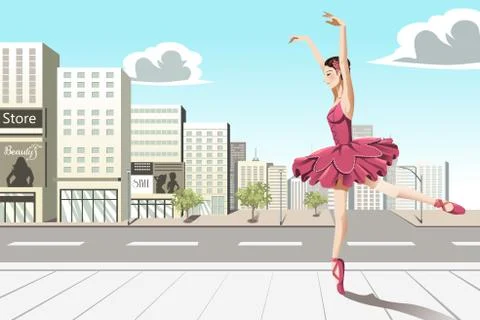 Ballet dancer in the city Stock Illustration