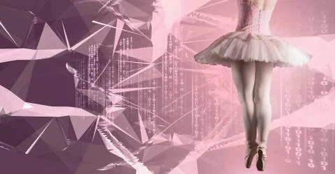 Ballet dancer dancing with digital technology interface 스톡 사진