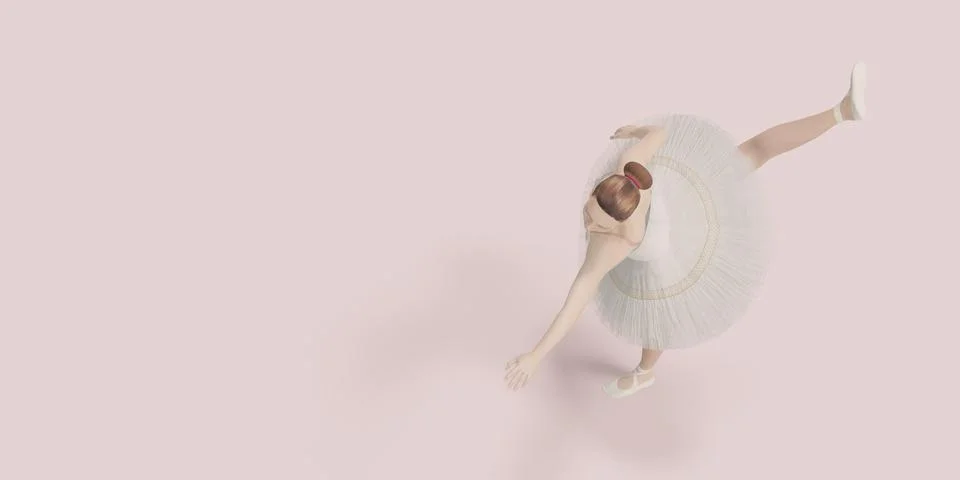 Ballet dancer Female model dancing on pastel color scene 3D illustration Stock Illustration