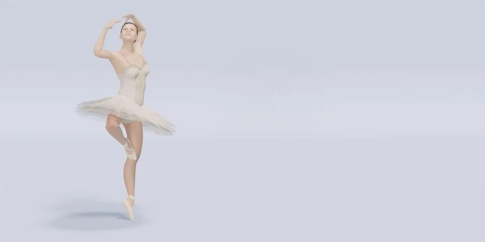 Ballet dancer Female model dancing on pastel color scene 3D illustration Stock Illustration
