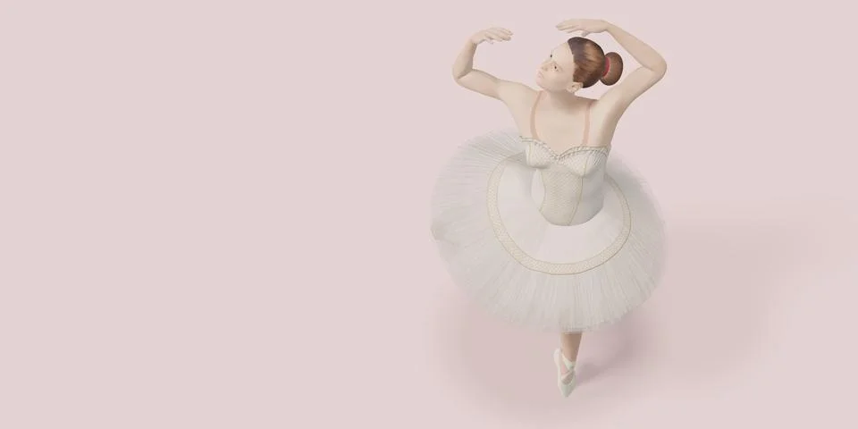 Ballet dancer Female model dancing on pastel color scene 3D illustration Stock Photos